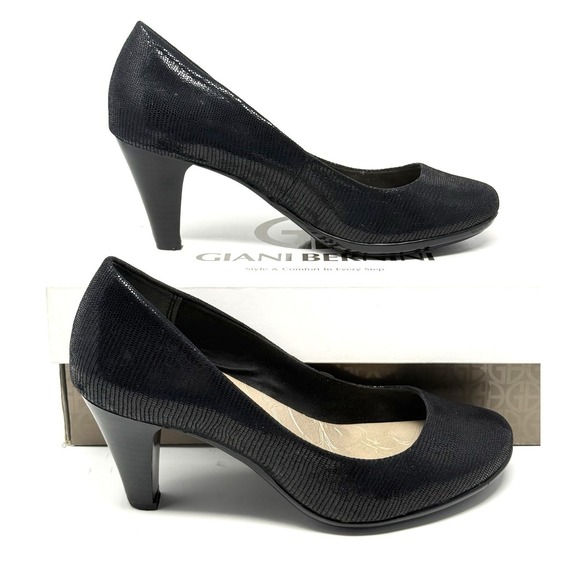 Gianni Bini Shoes - Giani Bernini Black Patent Leather Platform Pumps Shoe SnakeSkin Women's 7.5 W